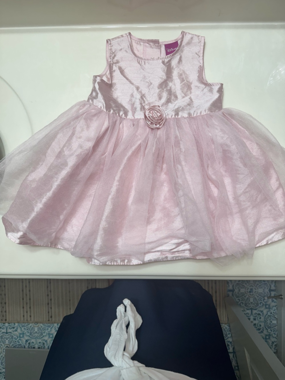 Disney Pink Tulle Party Dress with Rosette Accent